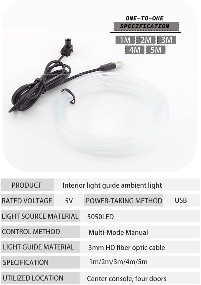 Tira de Luz Ambiente Multifuncional 7 Colores RGB para Coches