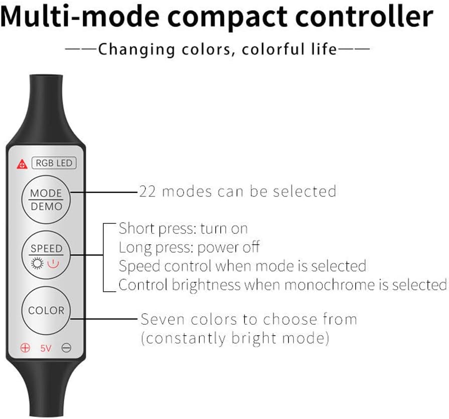 Tira de Luz Ambiente Multifuncional 7 Colores RGB para Coches