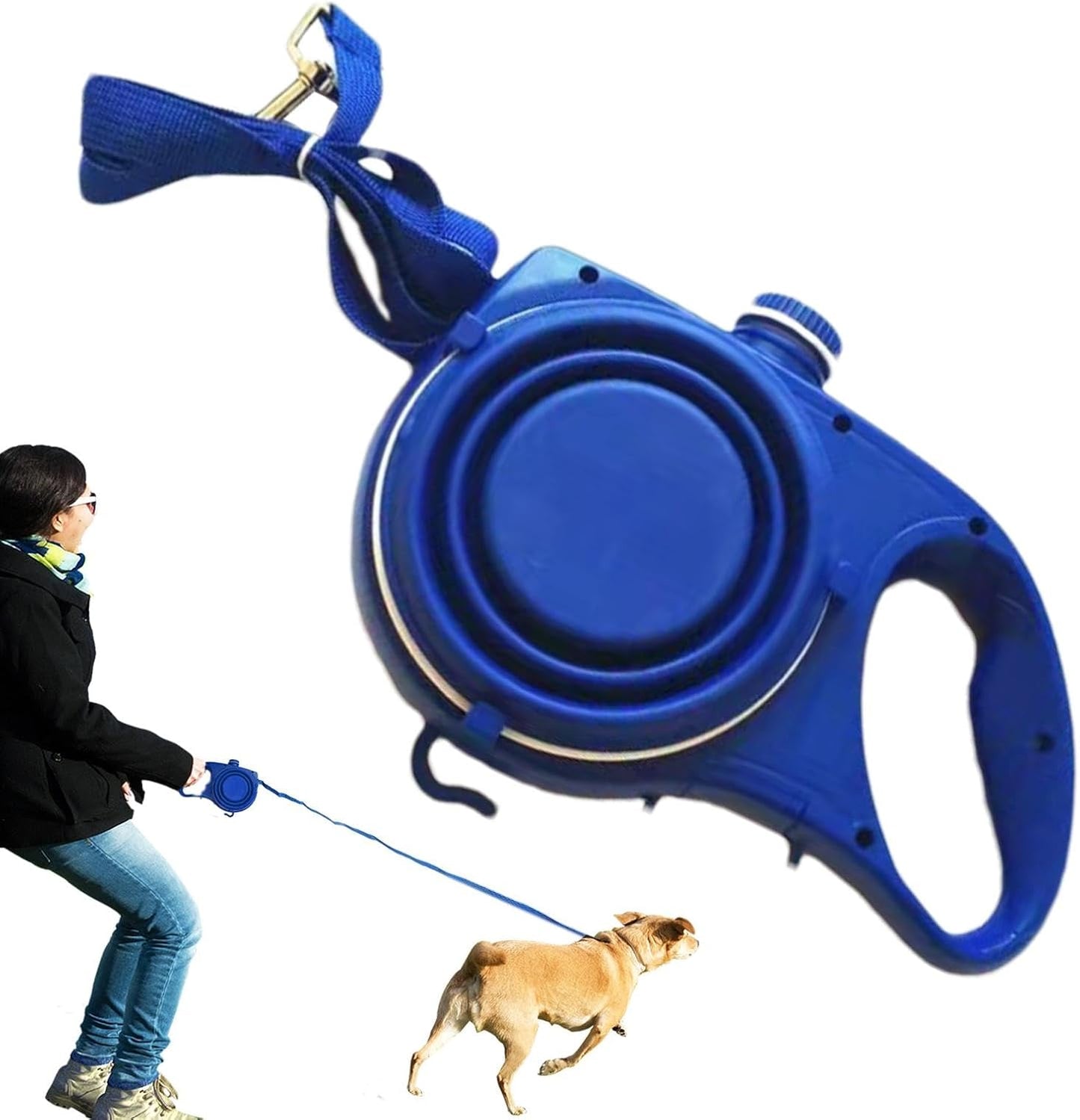 Correa Retráctil con Dispensador de Agua y Cuenco para Perros